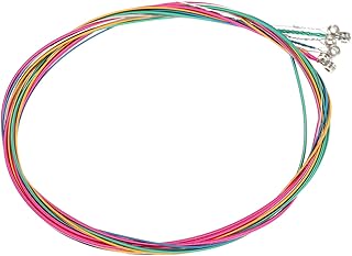 HUIOP Guitar Chord, 6pcs/Set Rainbow Colors Colorful Acoustic Guitar Strings Musical Instruments Replacement Steel Chord Wire