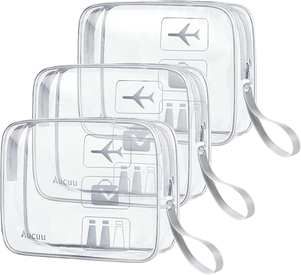 Aucuu Bolsa de Aseo Transparente con 3 Piezas