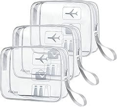 Aucuu 3 Pcs Toiletry Bag, Portable PVC Makeup Bags, Transparent Bags for Airplane, Cosmetic Bag Organizer Women Waterproof for Travel, Storage, Bathroom