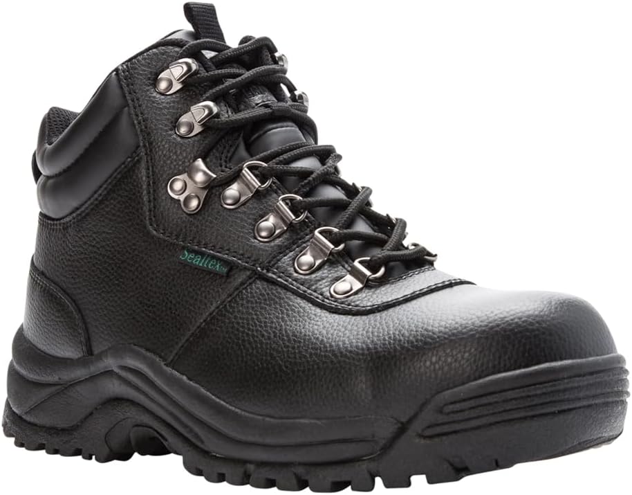 Propet Mens Shield Walker 6 Inch Waterproof Composite Toe Work Safety Shoes Casual - Black - Image 2