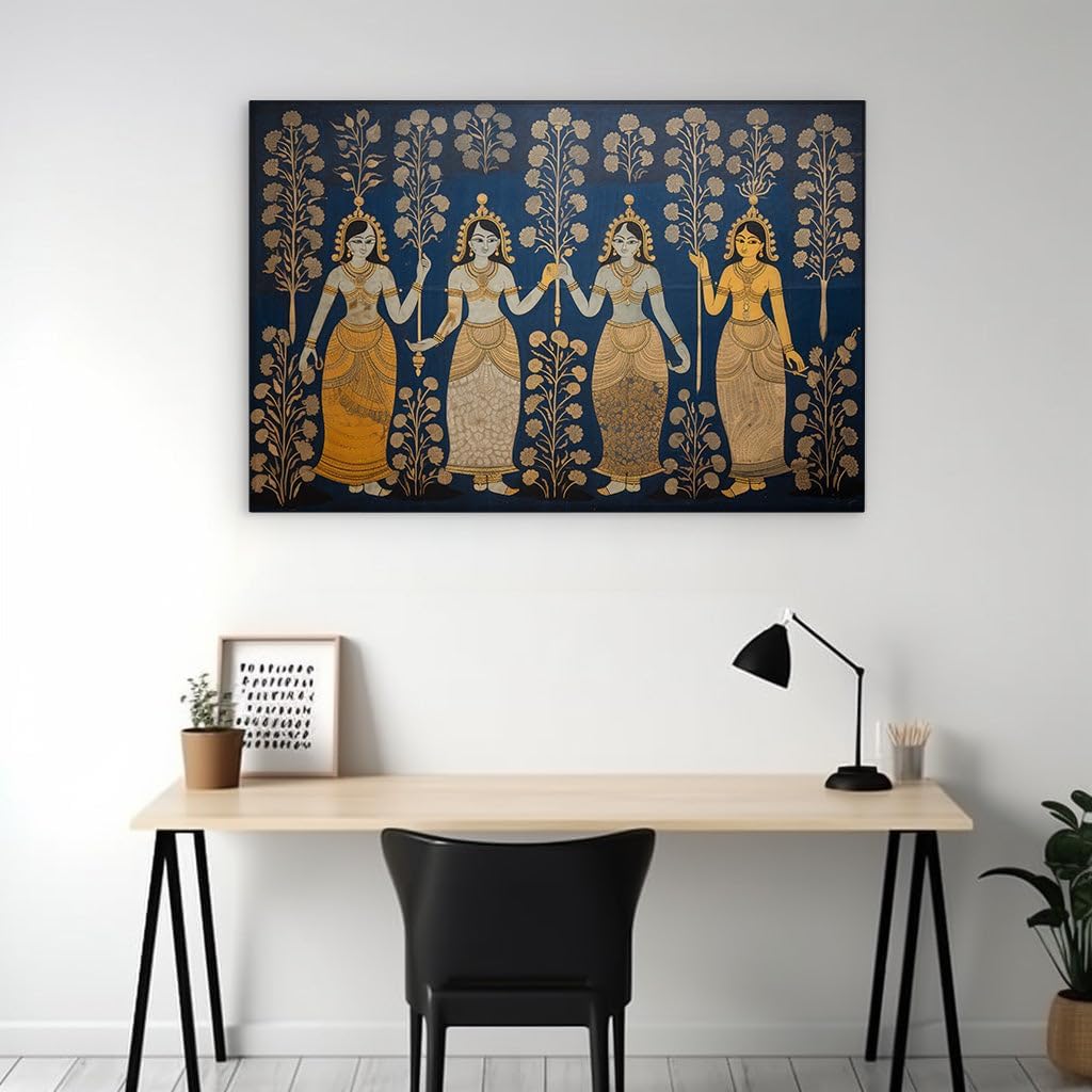 Canvas for Living room. Whispers of Tradition: Embracing Indian Culture through Canvas and Color, 27 x 18 inch Canvas Wall Art - Modern Home Decor
