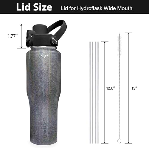 Vista 17 de SENDESTAR Straw Lid for Hydroflask Wide Mouth Water Bottle with 12,16,18,20,24,32,40,64 oz, Auto Flip Straw Top Cap fit Most Wide Mouth Bottles