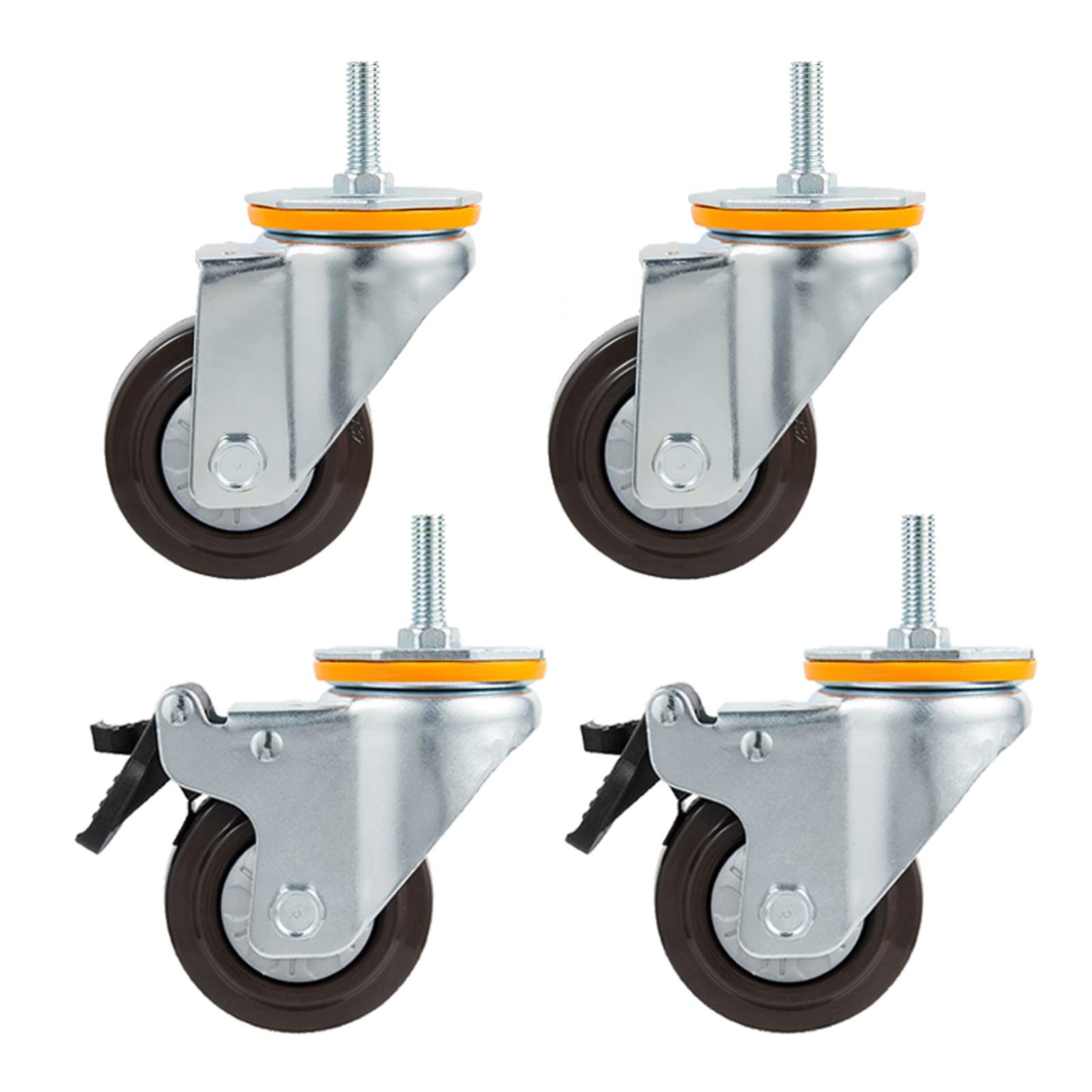 Roulettes pivotantes robustes de 75 mm avec frein pour meubles lot de 4