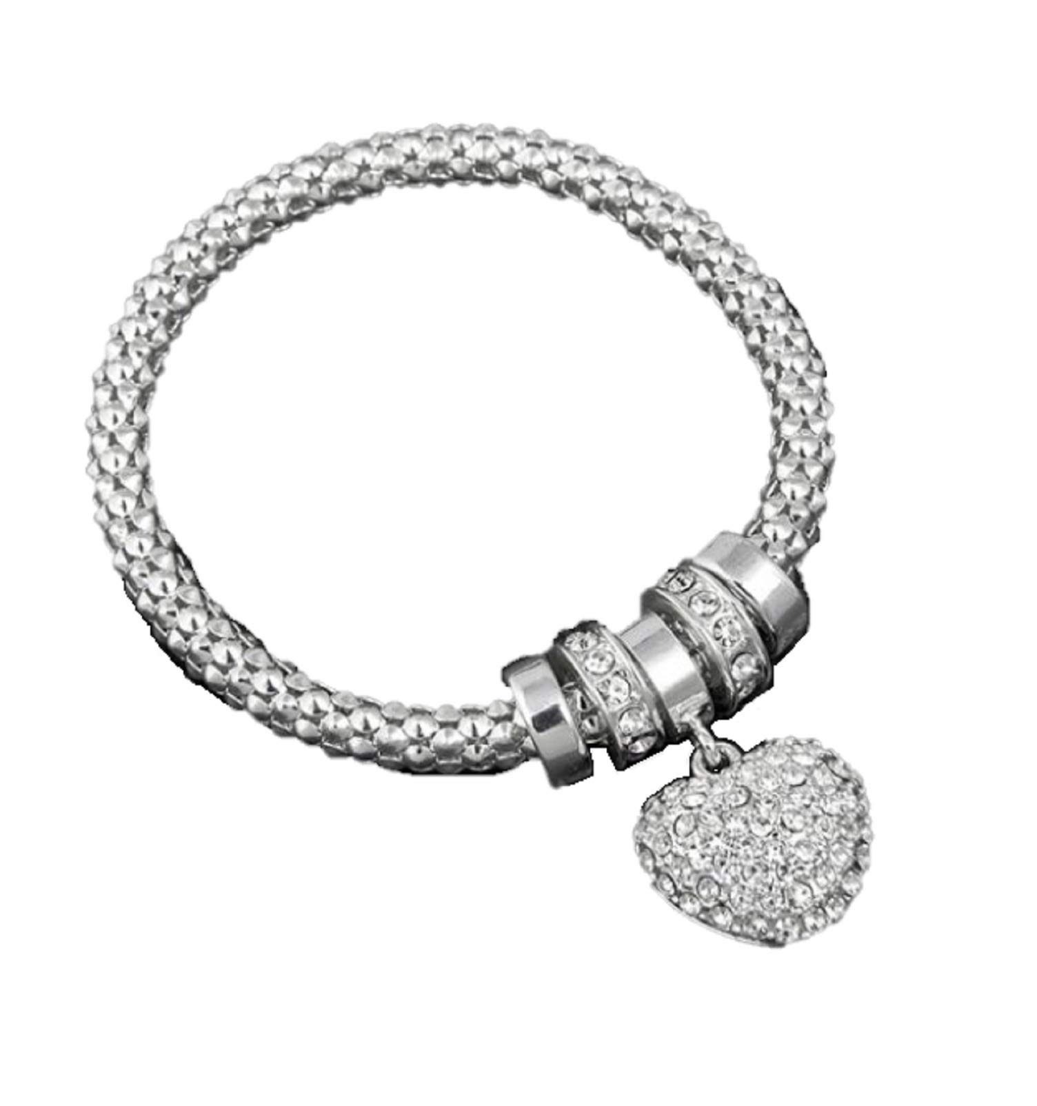 equilibriumSilver Diamante Heart Charm Bracelet