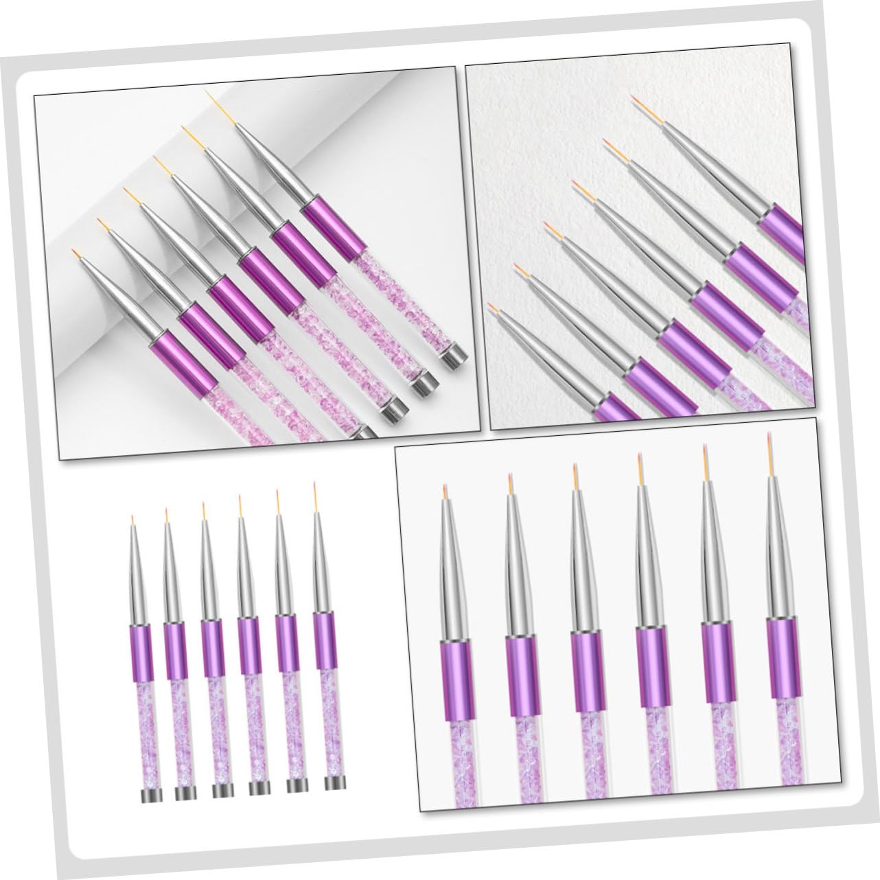 Healvian 3 Set Di Penne Per Nail Art Linee Di Trazione Design Per Unghie Penne Con Estremità in Metallo Pennelli Per Manicure Strumenti Per Nail Art Set Da 6 Pezzi*3