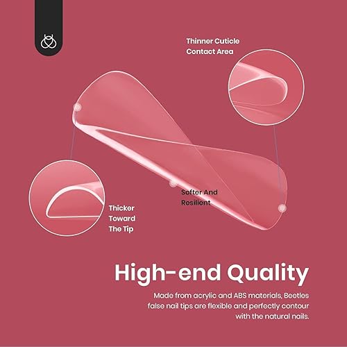 Miniatura 18 de Beetles - Kit de gel para extensión de uñas fácil de usar, 500 uñas de gel de almendra extracortas transparentes y preformadas, pegamento multiusos