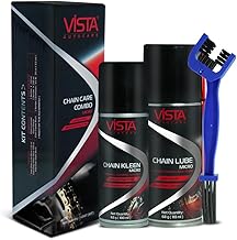 Vista Auto Care Chain Care Combo | Chain Kleen + Chain Lube + Brush | Premium Bike Chain Cleaner & Lubricant Kit | Removes Tough Grease | Prevents Rust | Enhances Chain Life (Chain Care Combo Micro)
