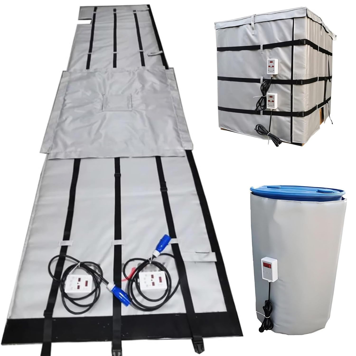 200L/1000L IBC Heizmantel Thermostat 0–150℃ Leistung 2000W/4000W wasserdichte Isoliermaterialien Für ölfässer,Für ölfässer Und Flüssigtanks Grey-55Gal/200L