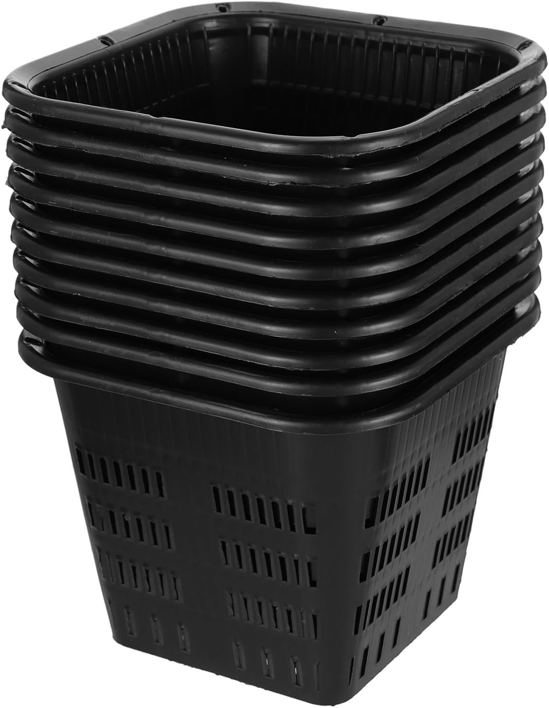 10pcs Black Plastic Planting Mesh Baskets Hydroponic Plant Pots Root Control Nursery Containers for Garden Seedlings and Transplanting