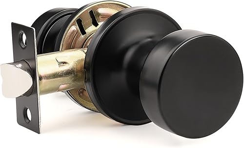Miniatura 26 de Orger Paquete de 1 pomo de puerta interior negro mate, perilla de puerta de privacidad reversible con cerradura, pomo redondo sin llave para baño y