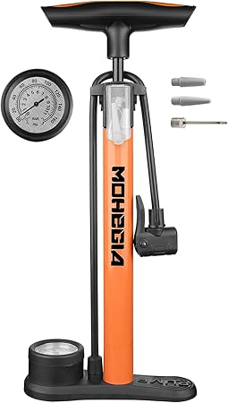 Amazon Mohegia自転車空気入れ フロアポンプ 仏式 米式 英式バルブ対応 エアゲージ付 160psi オレンジ Mohegia 携帯用ポンプ
