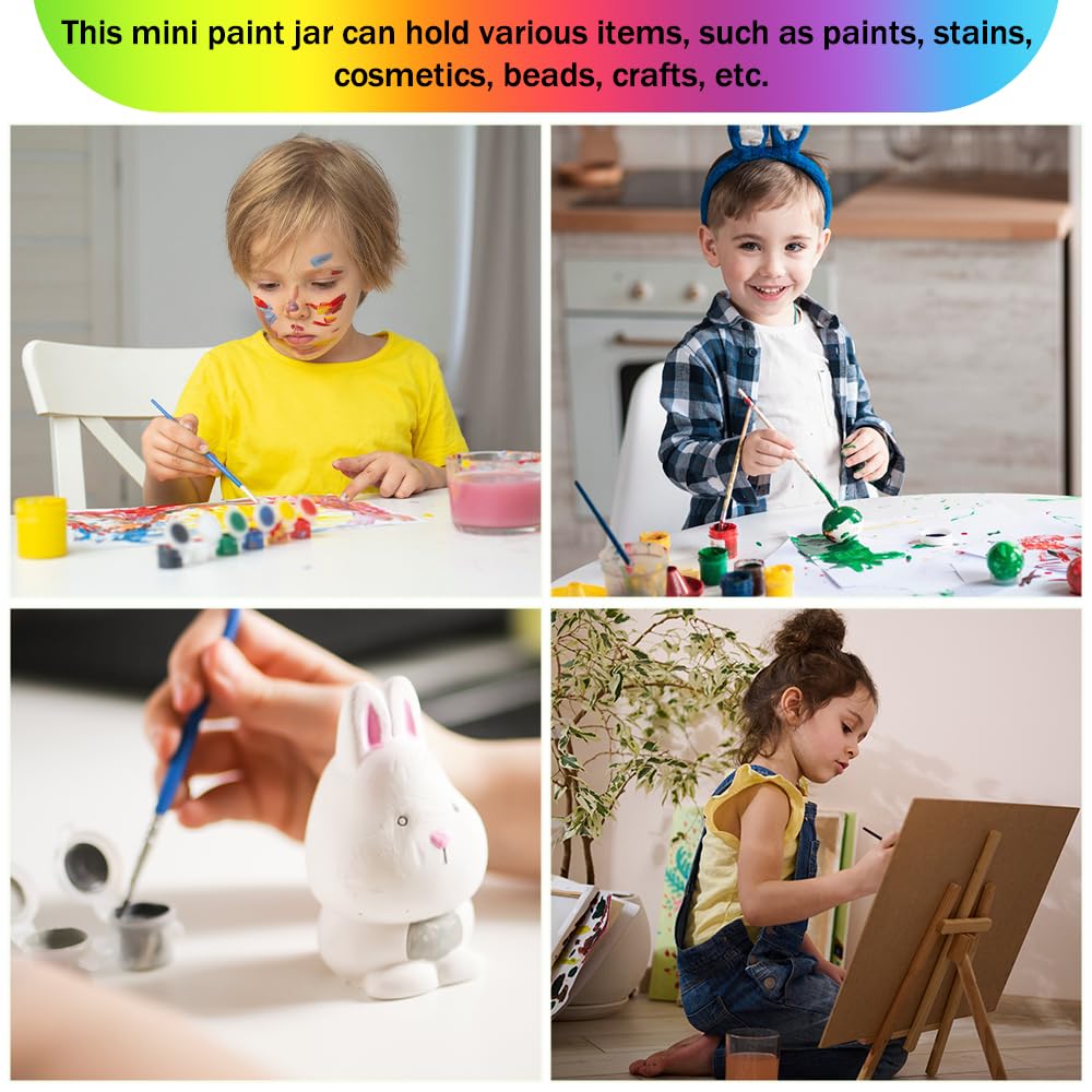 60 Barattoli Vasi di Vernice Vuoti 10ml Strisce di Vernice Vuota con Coperchi Mini Contenitori Per Pittura in Plastica con 10 Pennelli per Pittura Artistica,10 Strisce