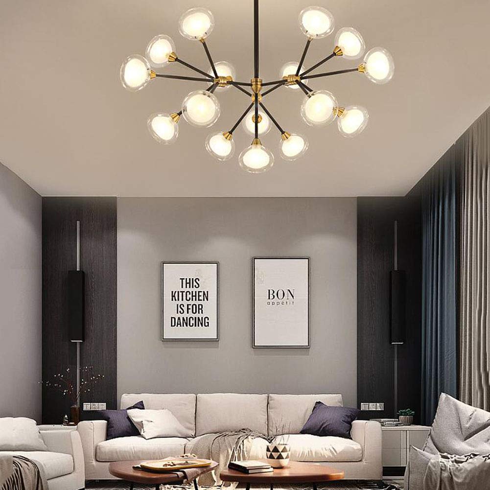 Lampadario Moderno a 5 luci con Paralume a Sfera in Vetro, plafoniera Sputnik Stile Mid Century per Cucina, Sala da Pranzo e Soggiorno - Bronzo. È Molto Gentile da Parte Tua.