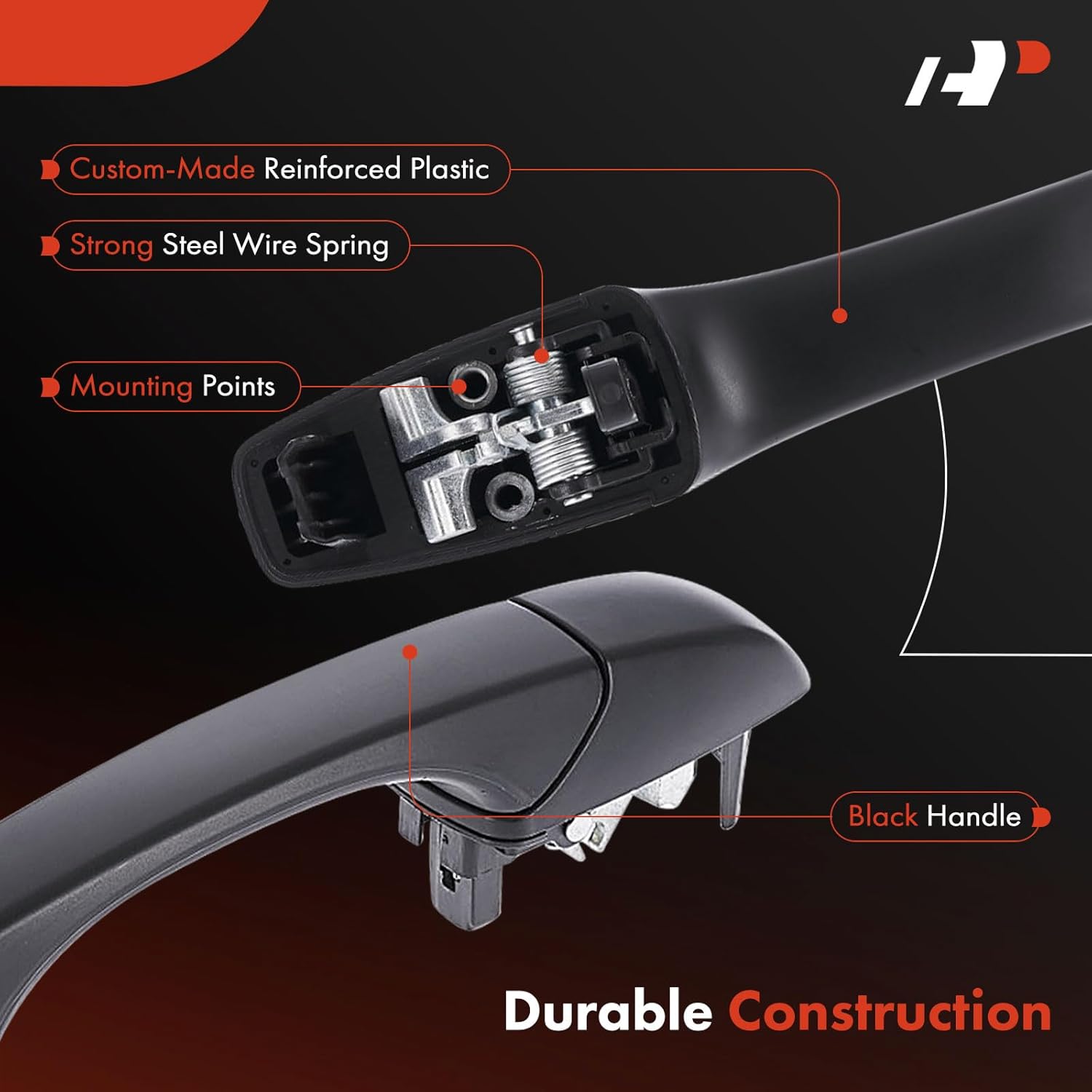 A-Premium Rear Left or Right Side Exterior Door Handle Compatible with Dodge Grand Caravan 2008-2020 & Chrysler Town & Country 2008-2016 & Volkswagen Routan 2009-2012 & Ram C/V 2012-2015, Primed Black