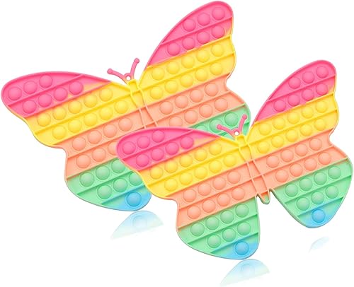 2 piezas Jumbo Rainbow Butterfly, juguete sensorial gigante para niños y adultos, herramienta de alivio de ansiedad y ansiedad emocional
