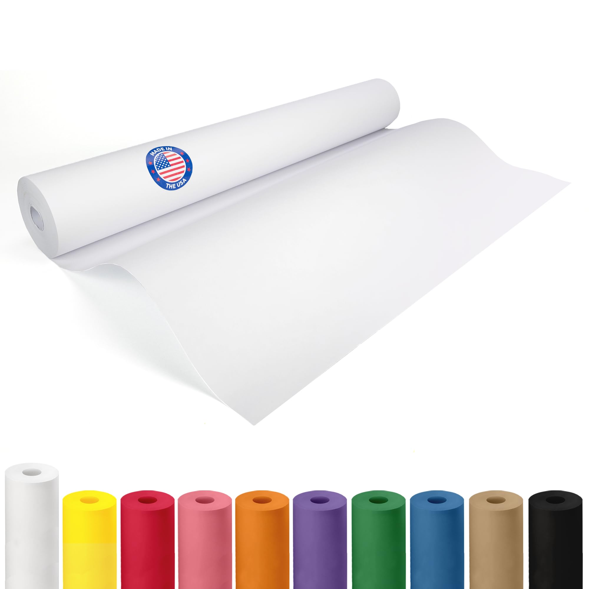IDL Packaging Rouleau de papier kraft blanc de 61 x 3048 cm, 22,7 kg d'épaisseur, papier cadeau pour emballage, déménagement, expédition et artisanat, 100% recyclable, 61 x 30,5 m