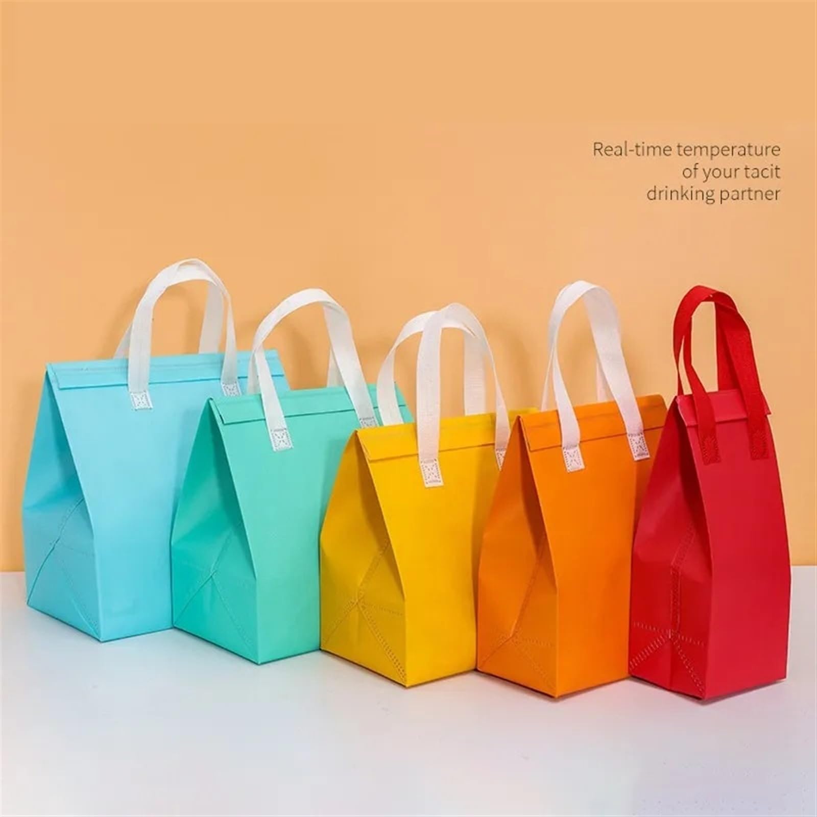 Bolsa aislante para delivery 25 bolsas de tela no tejidas, portátiles, for alimentos, bebidas, pasteles, for mantener el calor, el frío, for entrega, bolsas reutilizables con aislamiento(Red food,26x2