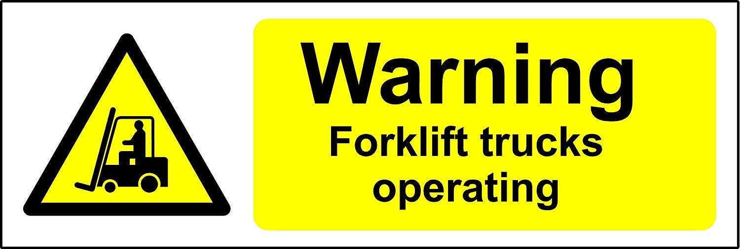 Warning forklift trucks operating Safety sign - 3mm Aluminium sign 300mm x 100mm