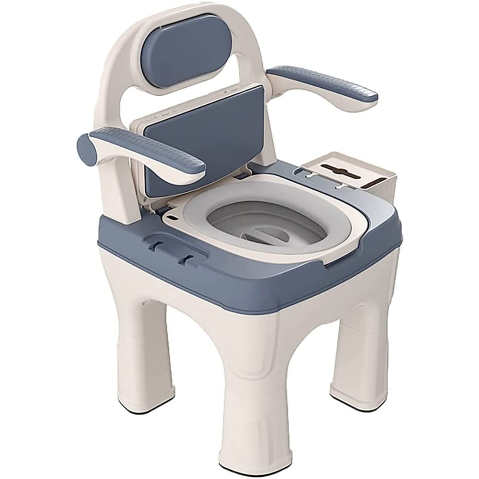 Gthtuhfd Blue Bedside Toilet Chair, Bariatric Drop Arm Bedside Commode Chair With Soft Backrest And Padded, Anti Rollover Commode Potty Chair Toilet Alternative For Elderly Disabled, Supports Up To 660 Lbs