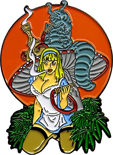 Alice in Wonderland - Smoking Hookah with Caterpillar - Parody Enamel Pin
