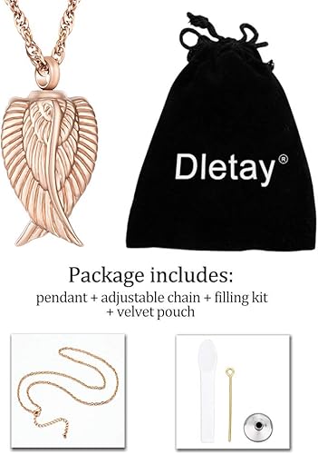 Vista 7 de Collar de cremación de ala de ángel para cenizas, colgante de urna de acero inoxidable, soporte para cenizas, joyería conmemorativa, estoy aquí
