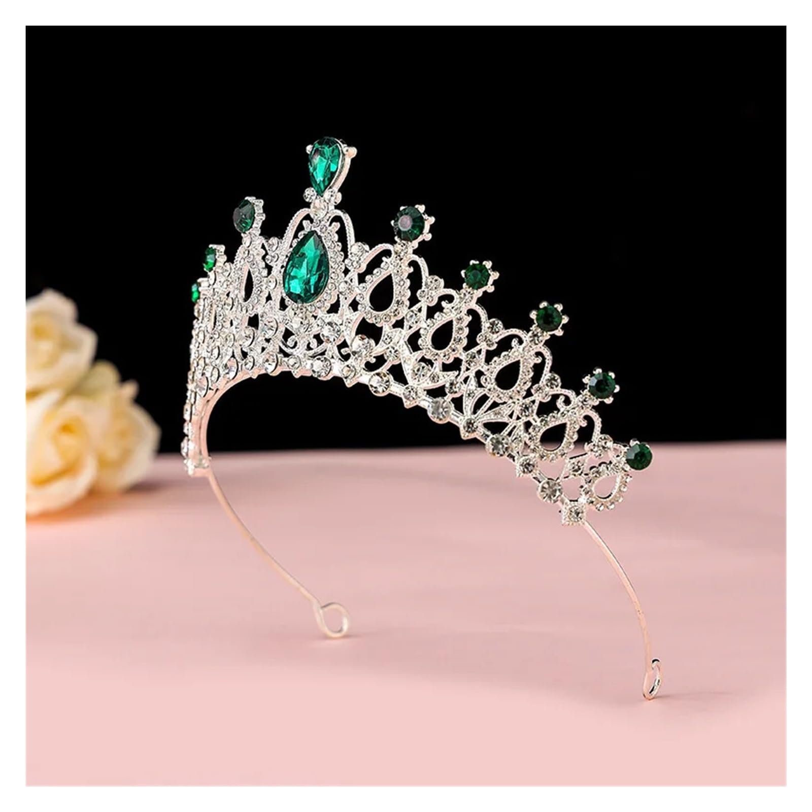 Corona Corona Tiara Diademas de Moda Coronas de no Aleación con Diamantes de imitación de Cristal, Tiara Barata for Novia, Diadema for Boda y cumpleaños, Adecuada for Tiara de Boda(C7)