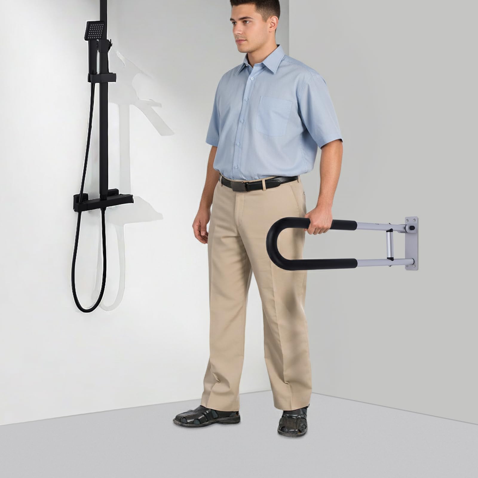 Uchwyty dla seniorów, 60 cm, składany, uchwyt do toalety, obracany o 90°, nośność 120 kg, uchwyt prysznicowy dla niepełnosprawnych, kobiet w ciąży
