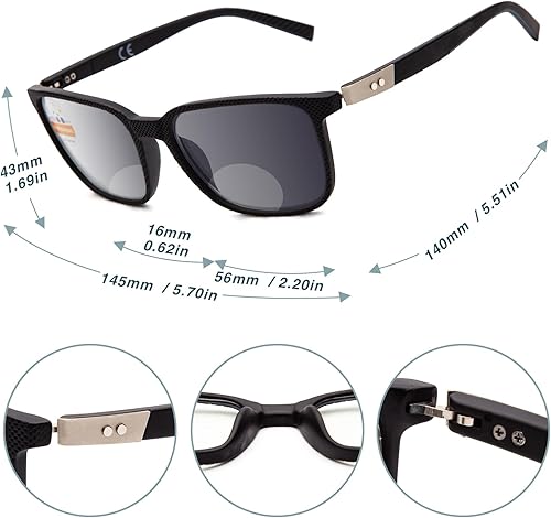 Miniatura 7 de LianSan Gafas de sol de lectura bifocales fotocromáticas para hombres y mujeres, ligeras, protección UV400, transición, lector solar, bisagra de
