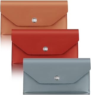 Pluuttiem 3 sobres de sintético para efectivo, impermeables, reutilizables, sobres de dinero, sobres de presupuesto, color rojo, marrón y azul