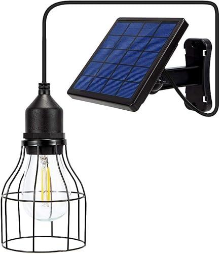 Miniatura 10 de Lámpara solar para exteriores, lámpara colgante con energía solar, cable de 16 pies, temporizador de iluminación del atardecer al amanecer, control