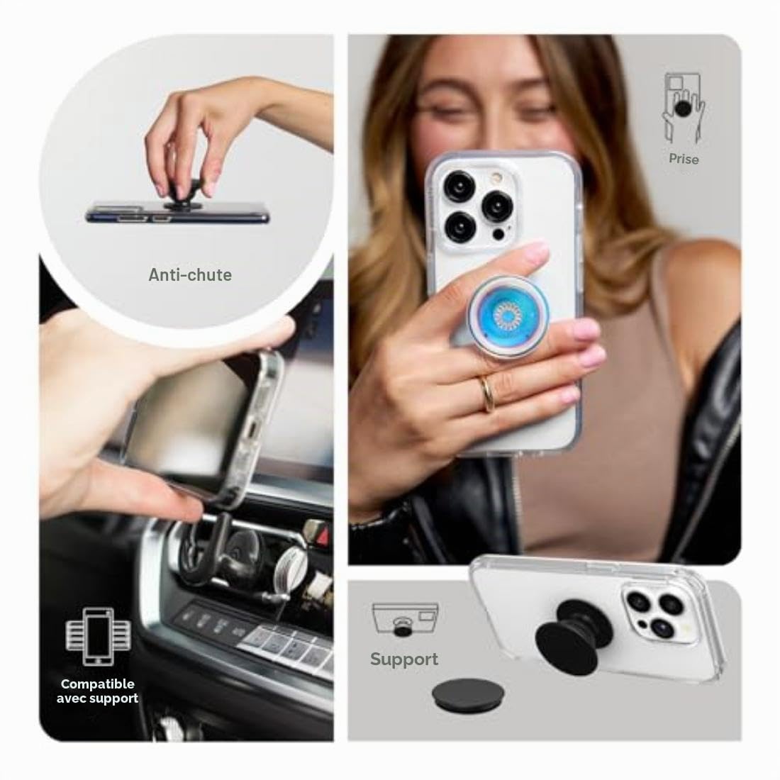 PopSockets: PopGrip - Support et Grip pour Smartphone et Tablette avec un Top Interchangeable - Enamel Fly Me To Moon