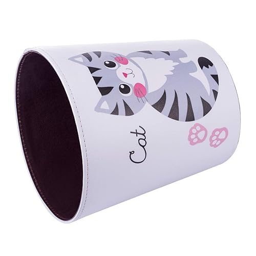 Miniatura 6 de Scakbyer Cubo de basura de 2.64 galones, cesta de basura decorativa, cesta de papel de piel sintética, bote de basura impermeable para baño,