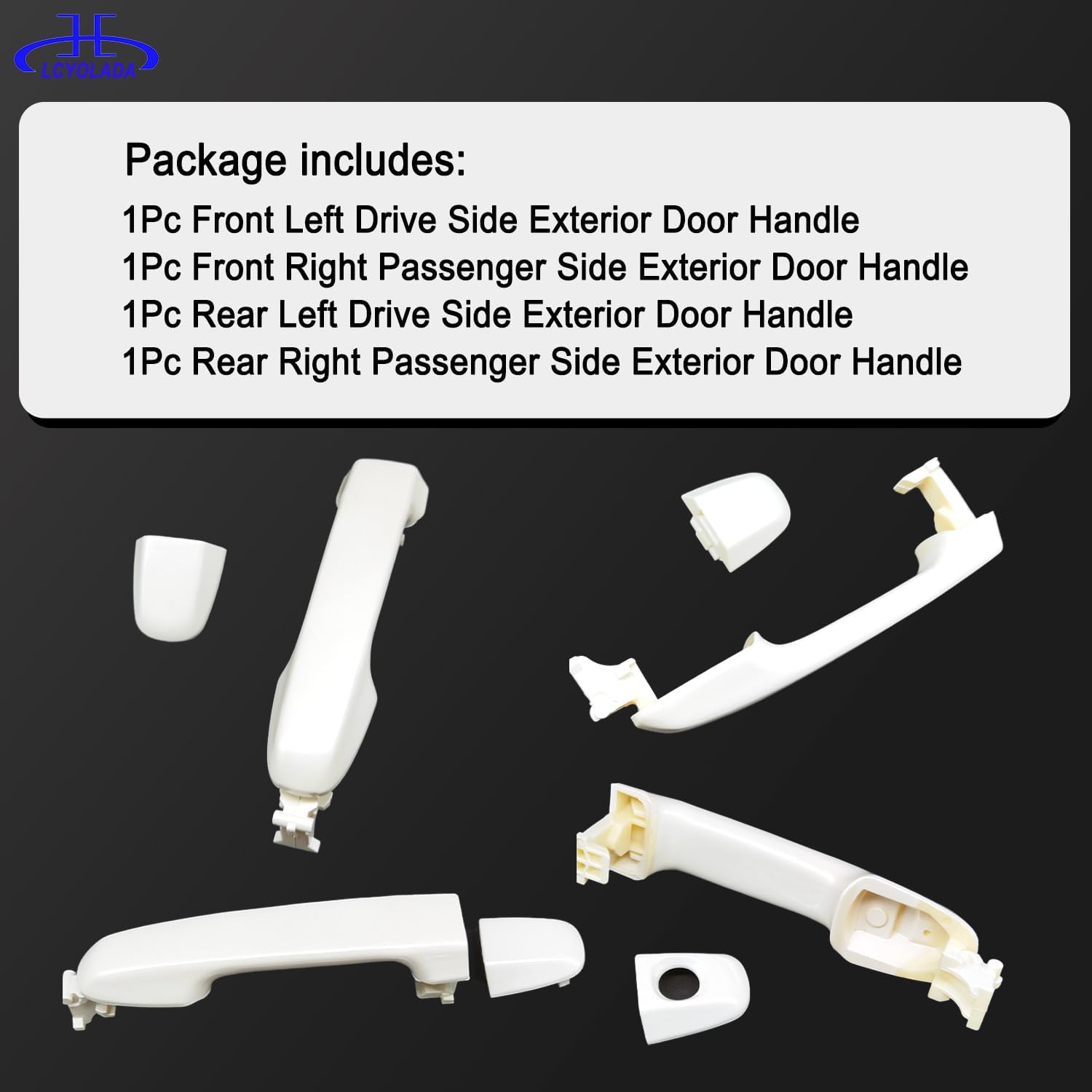 4Pcs Exterior Door Handles for Toyota Camry 2012 2013 2014 2015 2016 2017 - Replaces 6921106090 6921706370C0 - White