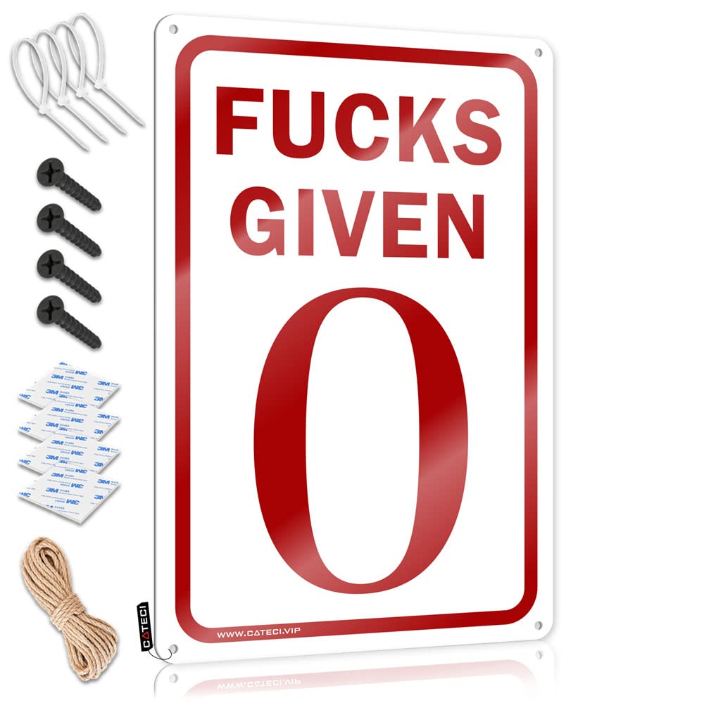 Tinsign Present Cool Wall Art | Fucks Given 0 Vintage Decorative Wall Art Ready To Hang For Dart(20X30CM)