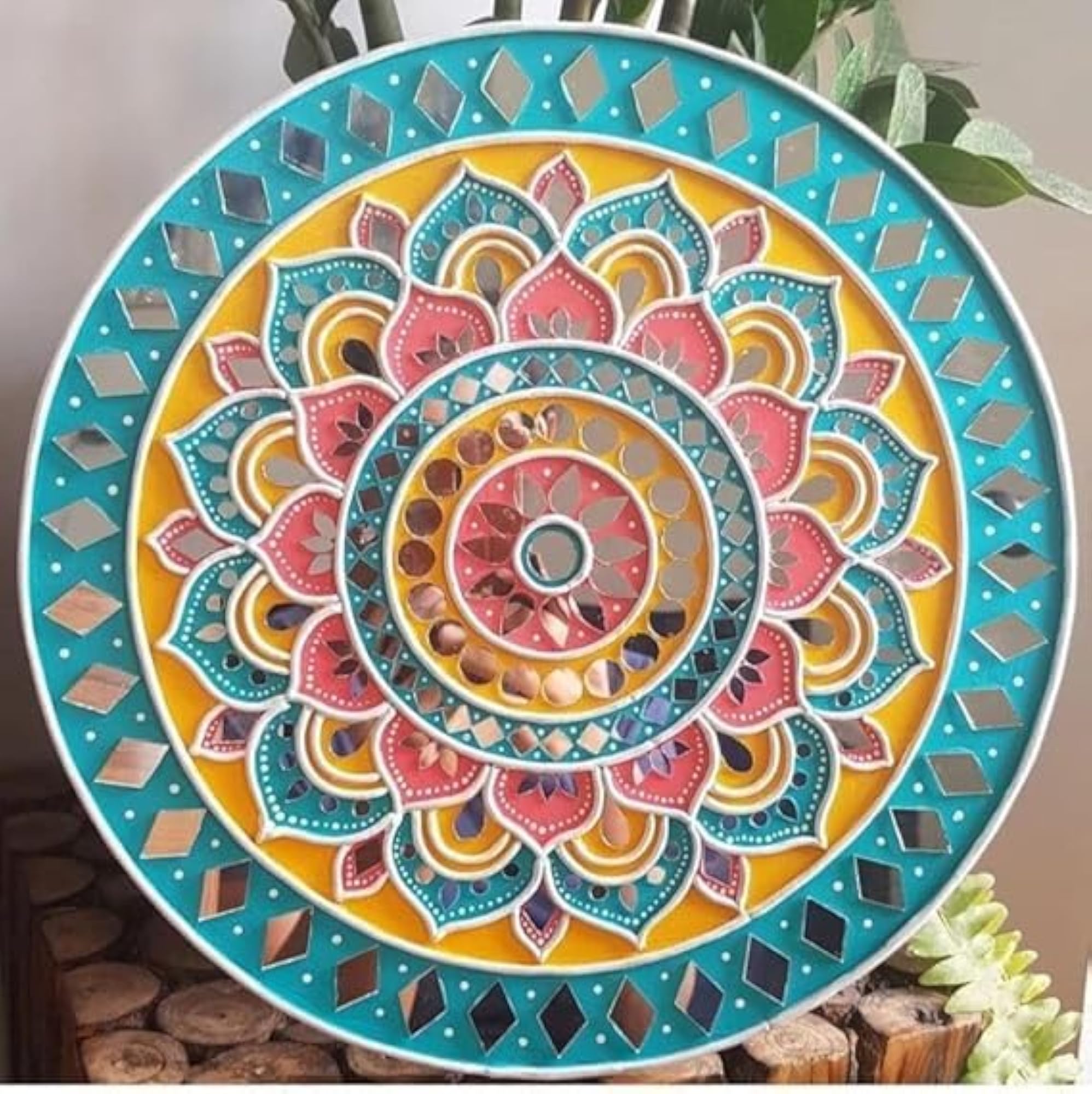 Natural Wooden Handcrafted Mandala Plates Set