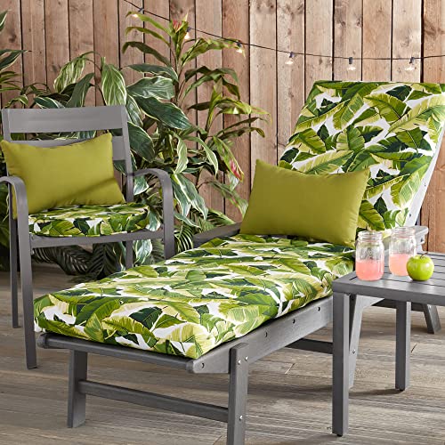 Greendale Home Fashions AZ1150S2-PALM-WHITE Outdoor 18-Inch Round Reversible Seat Cushion, Tropical White 2 Count thumb #5