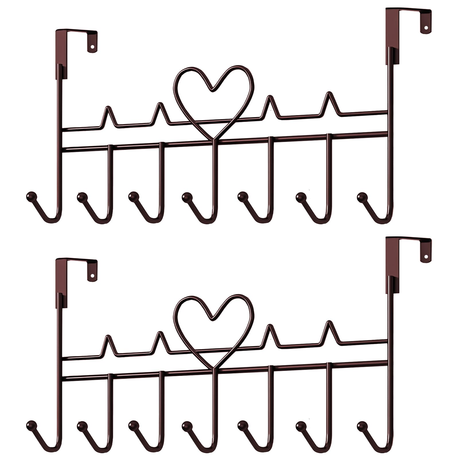 WBDXWB Over The Door Hook, Over Door Hanger for Coat Towel, Bag, Robe (2 Pack, Bronze)