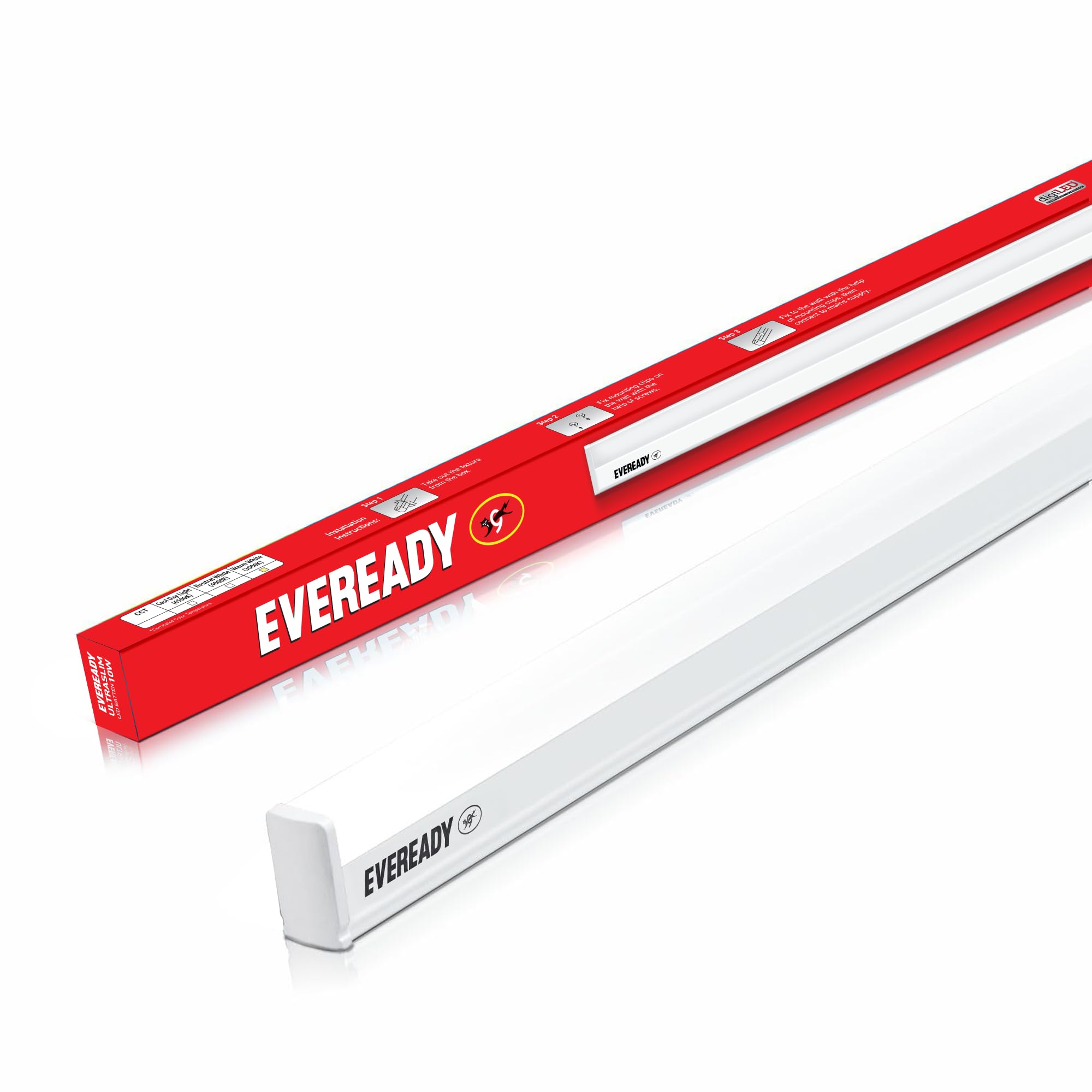 Eveready Ultraslim 10W LED Batten, Cool Day Light (6500K), Stylish, Energy-Efficient & Durable Lighting Solution, Pack of 1-image-3