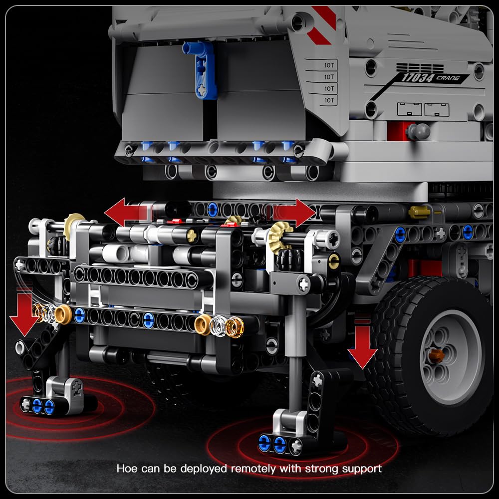 Mould King 17034 Tecnología Grúas con Control Remoto Módulos de construcción Juguetes Camiones RC Grúas de automóviles Módulos de construcción con Control Remoto y 4 Motores (2819 Piezas)