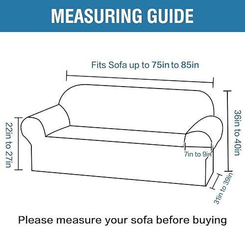 Miniatura 2 de H.VERSAILTEX 1 funda para sofá de alta elasticidad, protector de muebles, fundas suaves antideslizantes para perros, lavables, tela jacquard gruesa