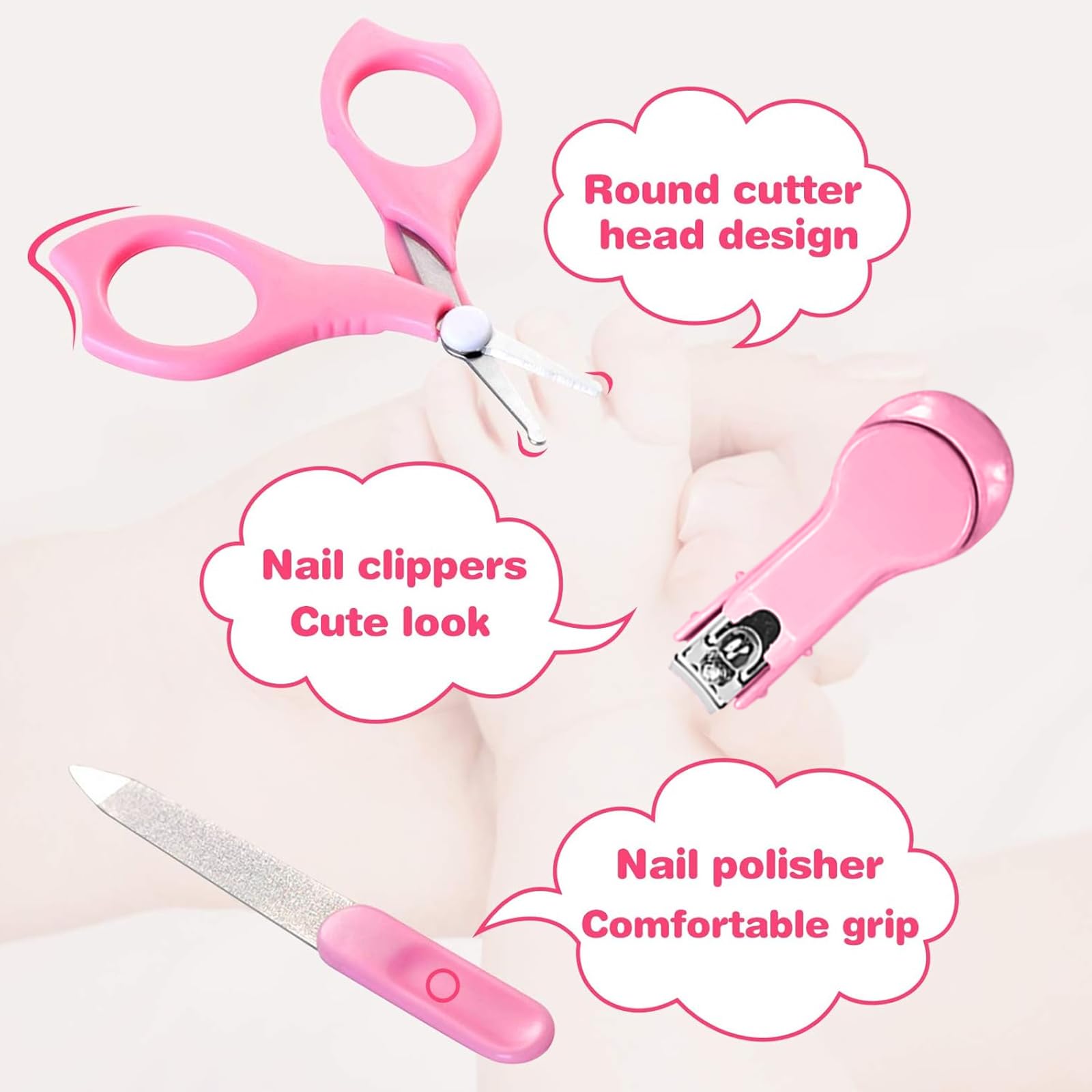 Trousse de Soin Bébé, HyAdierTech 13 Bébé Naissance Set, Kit de Soin Bébé, soins bébé Infirmière nouveau-né Bébé Clou Cheveux Soins de santé Des gamins Thermomètre Toilettage Brosse Trousse (Rose)