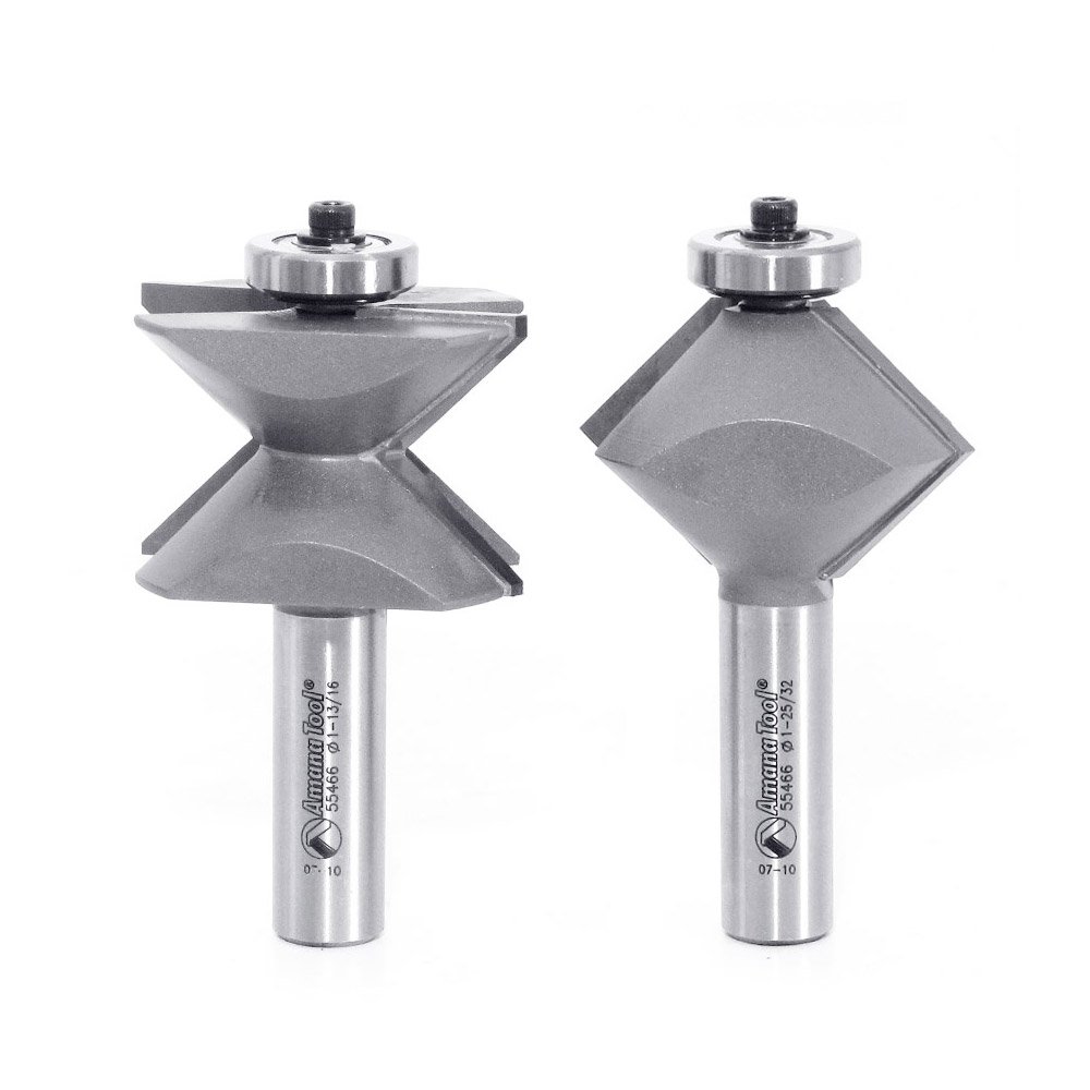 Amana Tool 55466 90 Degree Angle Edge Banding 1-25/32-Inch Diameter by 1/2-Inch Shank Router Bit Set, 2-Piece