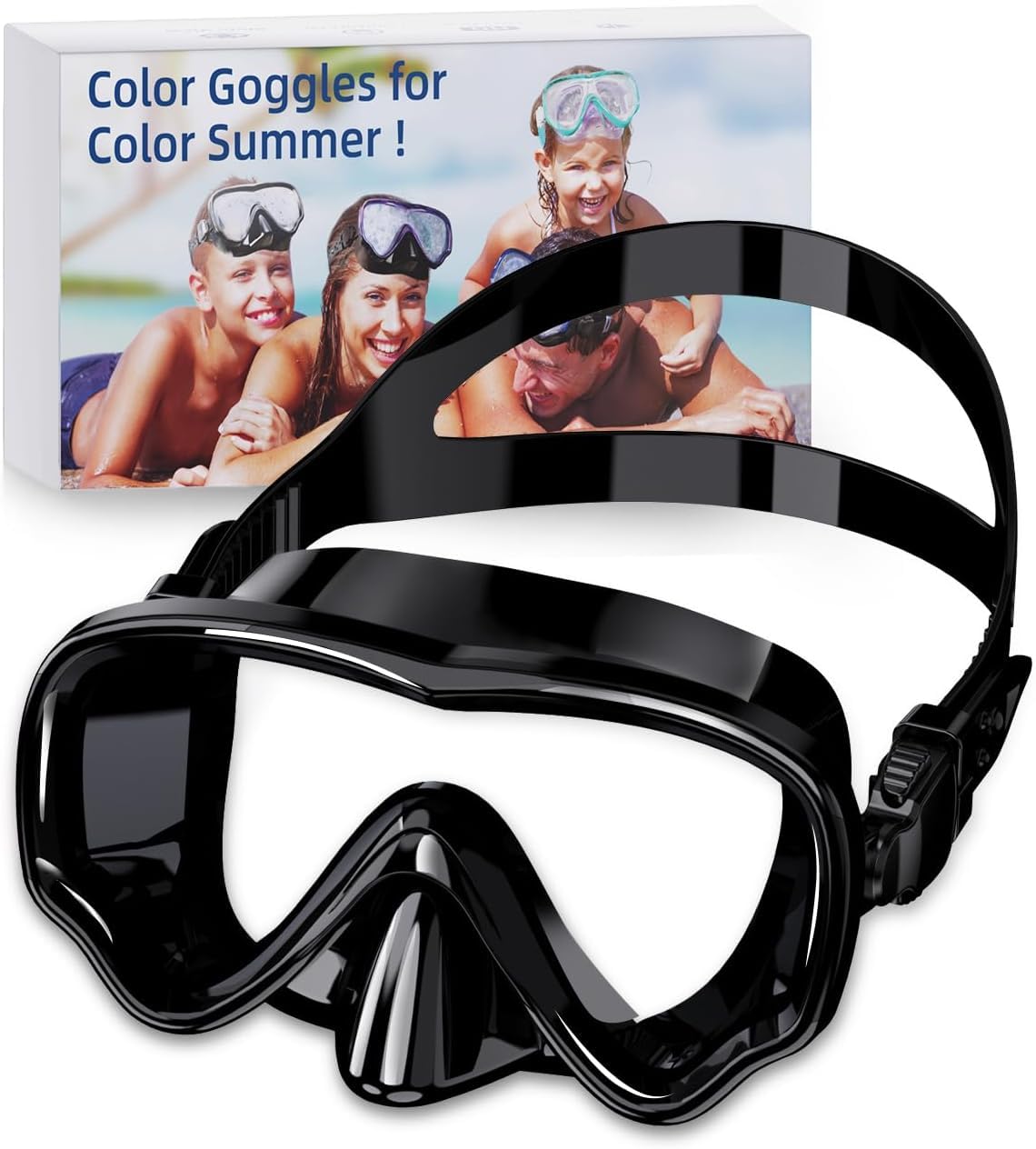 VOSOIR Gafas de Buceo Adulto, Mascara Buceo con Gran Angular de 180°, Máscara de Buceo para Adultos de Cristal Templado, Gafas de Natación a Prueba de Fugas con Cubre Nariz
