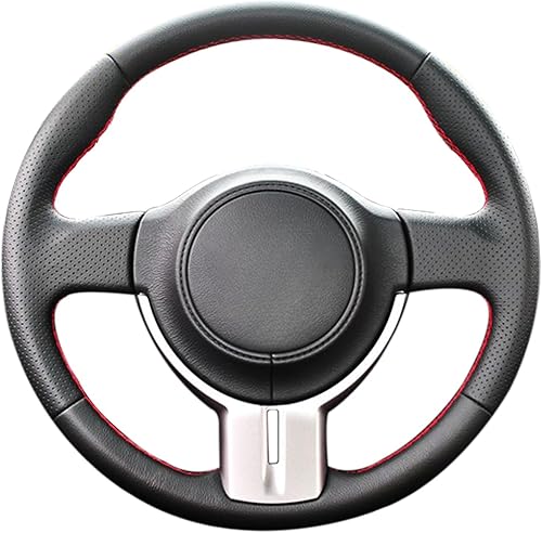 MEWANT Cubierta de volante de coche de gamuza negra de cuero genuino rojo personalizado para Subaru BRZ 2012-2015 para Scion FR-S FRS 2012-2016 para