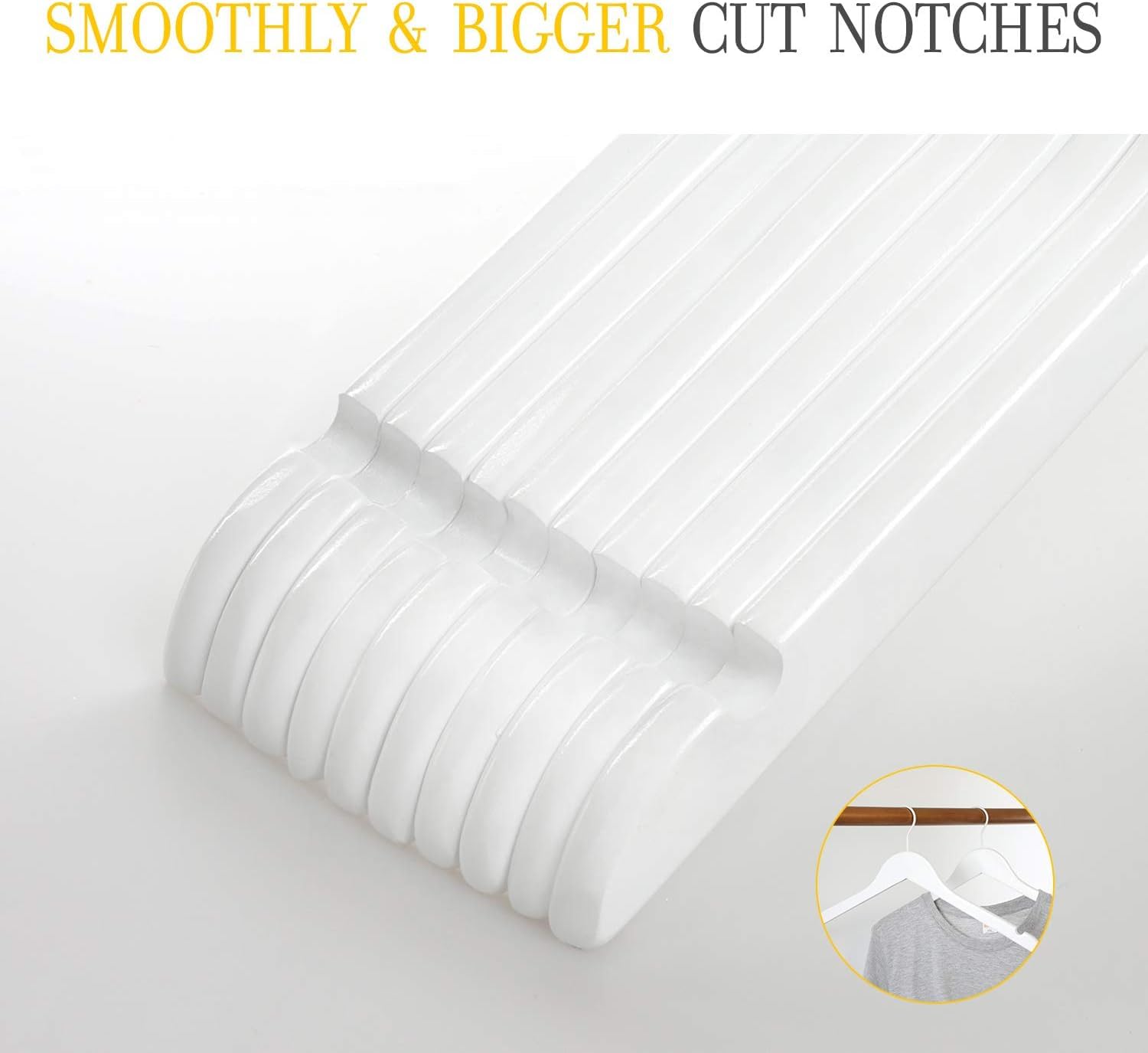TOPIA HANGER CT21W - Paquete de 18 Perchas de Madera para Vestidos de Novia, Perchas de Madera Blanca con Gancho Blanco Giratorio de 360°, Muescas de Corte Extra Suave
