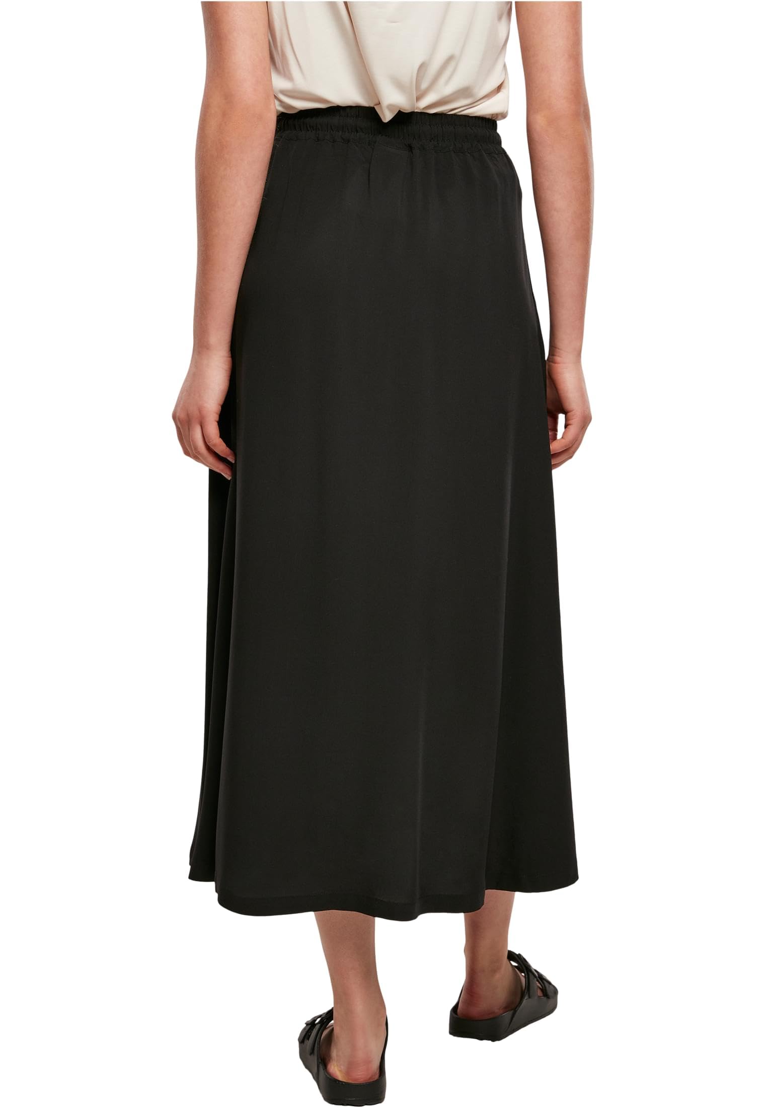Urban Classics Ladies' Viscose Midi Skirt Donna Gonna Lunga Nero 100% Viscosa