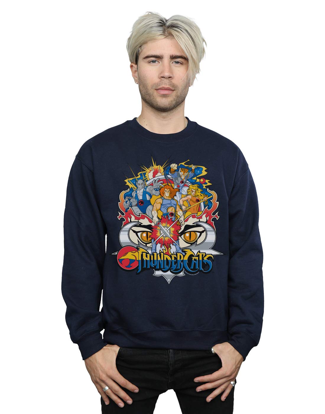Absolute Cult Men's Navy Blue Thundercats Action Group Shot Sweatshirt Medium