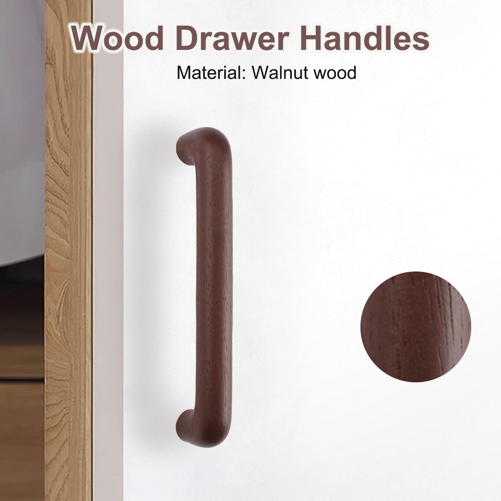 MOROBOR Wooden Cabinet Handles Solid Wooden Drawer Pull 10 Pack 128mm Hole Centers U-Shaped Cabinet Hardware Pull for Bedroom Bathroom Kitchen Cabinets Door(Dark Brown) - Image 3