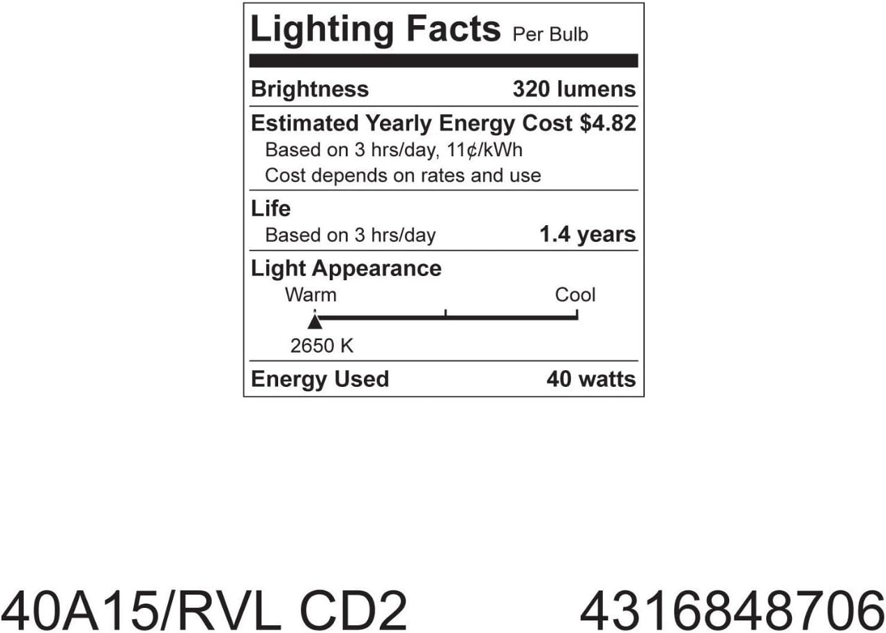 GE Lighting 48706 40-Watt Reveal A15 Appliance Bulb, 4 Pack