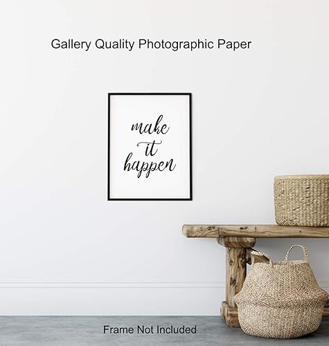 Miniatura 8 de Make It Happen - Unframed Wall Art Print Typography - Perfect Affordable Gift - Motivational Quote - Great For Office and Home Decor - Ready to